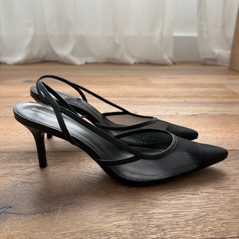 Reformation Whitnee Slingback Heels, Black